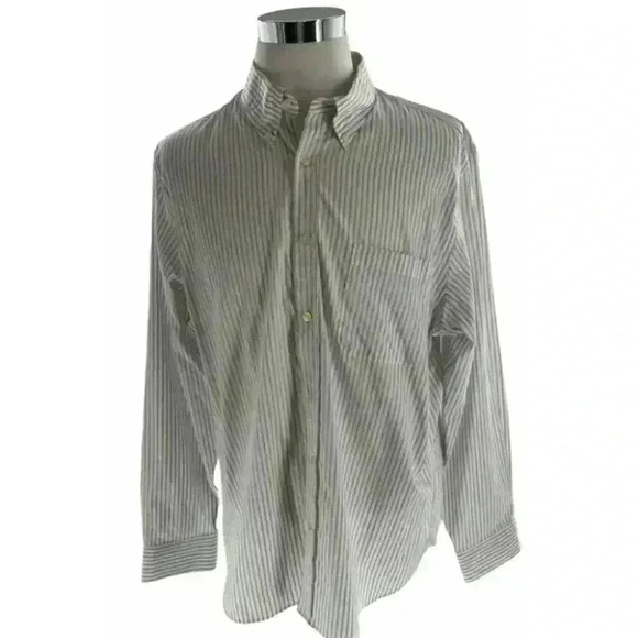 Hart Schaffner Marx Mens White Striped 100% Cotton Button Up Long Sleeves Shirt - Picture 1 of 7